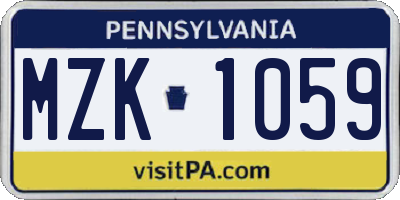 PA license plate MZK1059