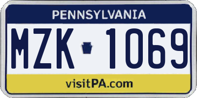 PA license plate MZK1069
