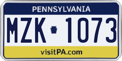 PA license plate MZK1073