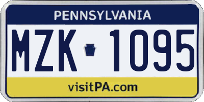 PA license plate MZK1095