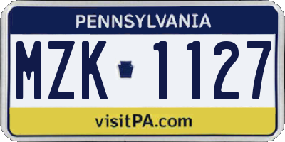 PA license plate MZK1127