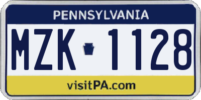 PA license plate MZK1128