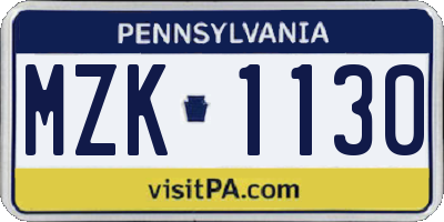 PA license plate MZK1130