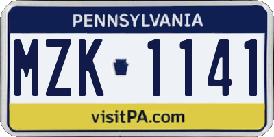 PA license plate MZK1141