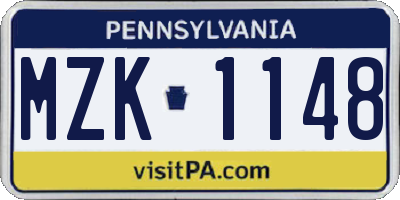 PA license plate MZK1148