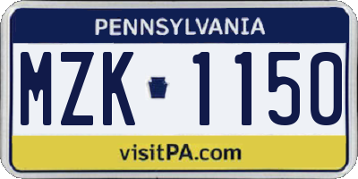 PA license plate MZK1150