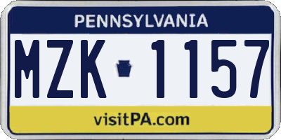 PA license plate MZK1157