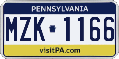 PA license plate MZK1166