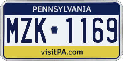 PA license plate MZK1169