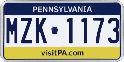 PA license plate MZK1173