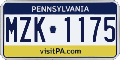 PA license plate MZK1175