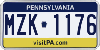 PA license plate MZK1176