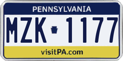 PA license plate MZK1177