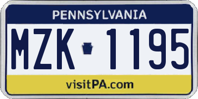 PA license plate MZK1195