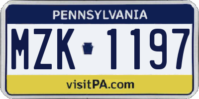 PA license plate MZK1197