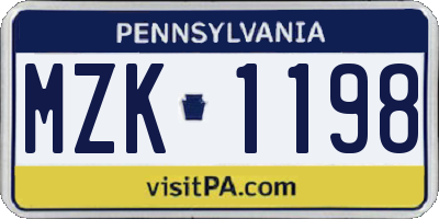 PA license plate MZK1198