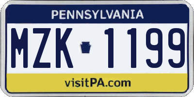 PA license plate MZK1199