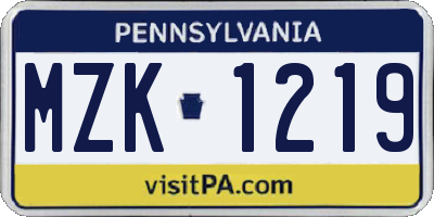 PA license plate MZK1219