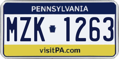 PA license plate MZK1263