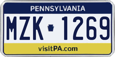 PA license plate MZK1269