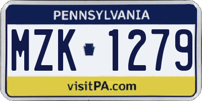 PA license plate MZK1279