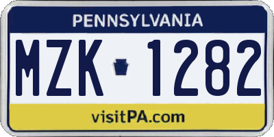 PA license plate MZK1282