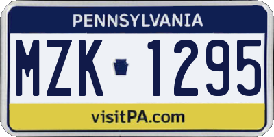 PA license plate MZK1295