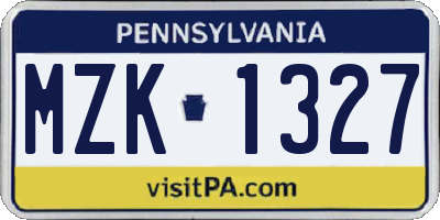 PA license plate MZK1327