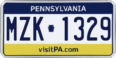 PA license plate MZK1329