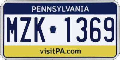 PA license plate MZK1369