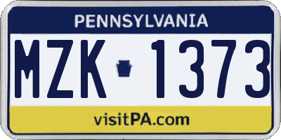 PA license plate MZK1373