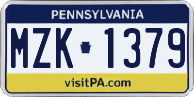 PA license plate MZK1379