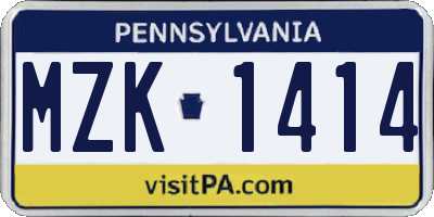 PA license plate MZK1414