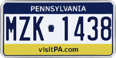 PA license plate MZK1438