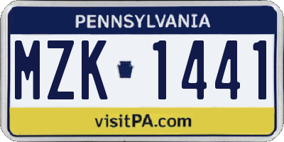 PA license plate MZK1441