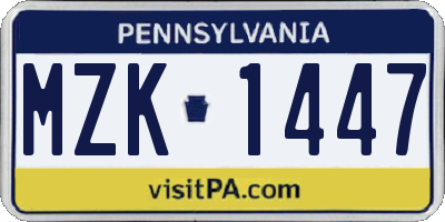 PA license plate MZK1447
