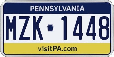 PA license plate MZK1448