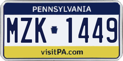 PA license plate MZK1449