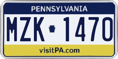 PA license plate MZK1470