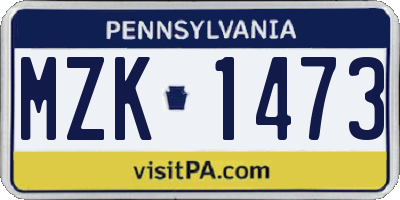 PA license plate MZK1473