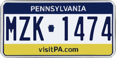 PA license plate MZK1474