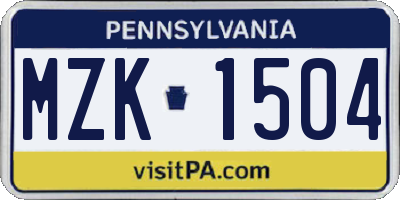 PA license plate MZK1504