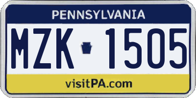 PA license plate MZK1505
