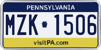 PA license plate MZK1506
