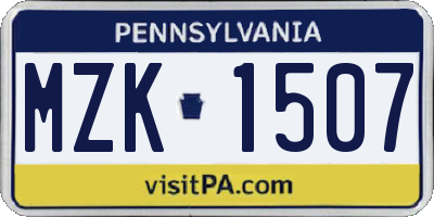PA license plate MZK1507