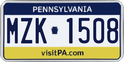 PA license plate MZK1508