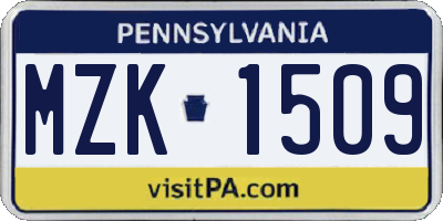 PA license plate MZK1509
