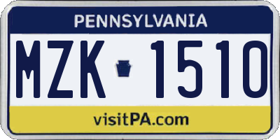 PA license plate MZK1510