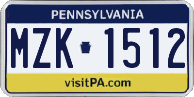 PA license plate MZK1512