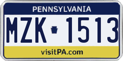 PA license plate MZK1513